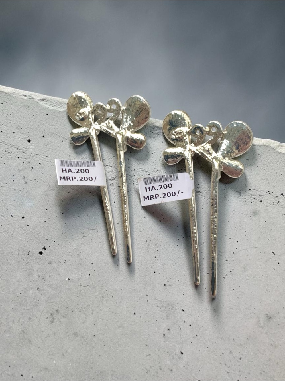 Silver-plated crystal butterfly hairpins, hair forks, Juda sticks, by Much More - Picture 2 of 2